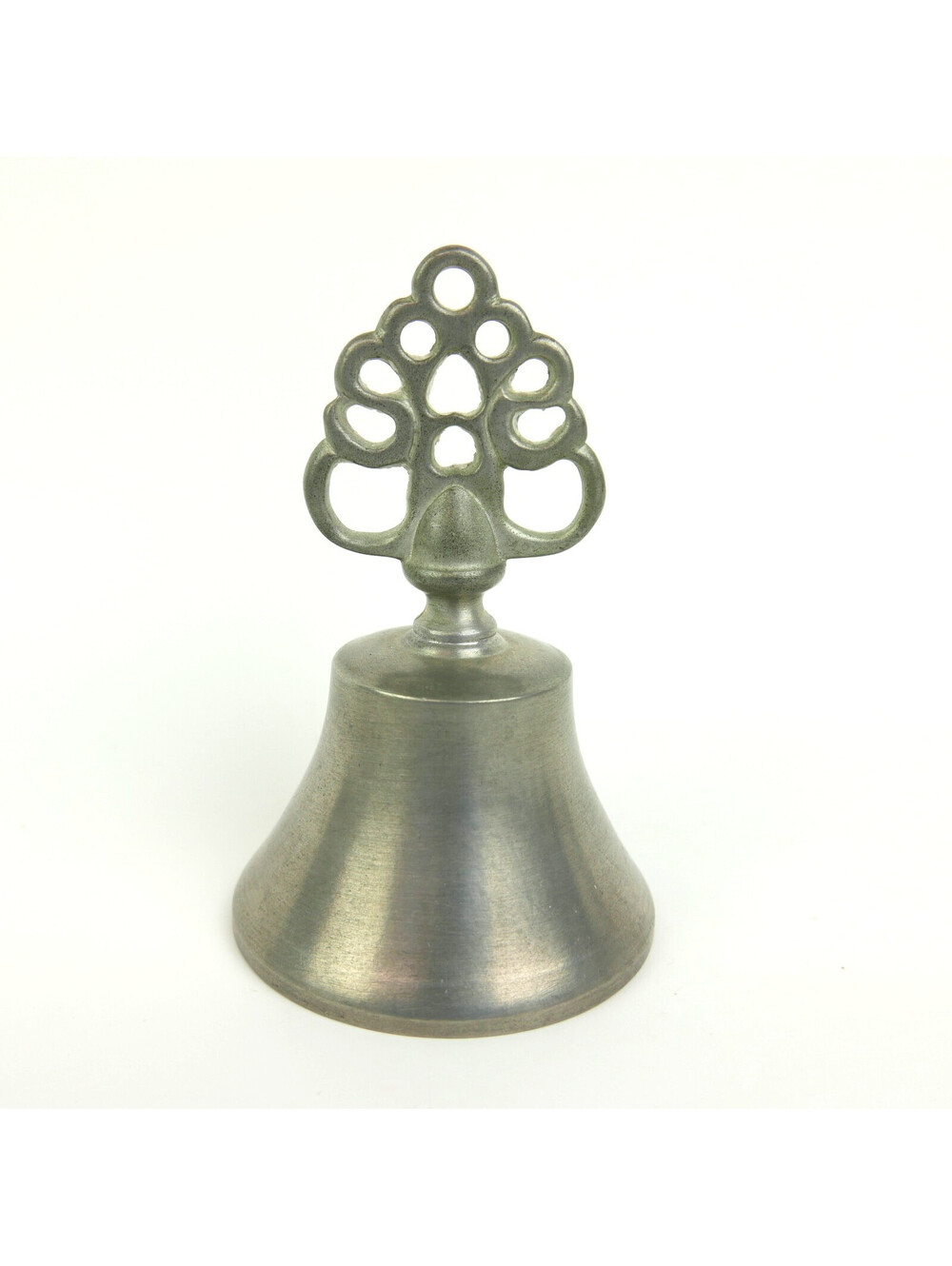 Vintage Woodbury Pewter Dinner Bell Ornate Openwork Handle 3.3" Handcrafted USA